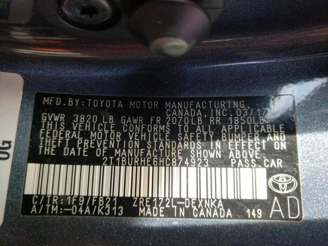 Photo 9 VIN: 2T1BURHE6HC874923 - TOYOTA COROLLA L 