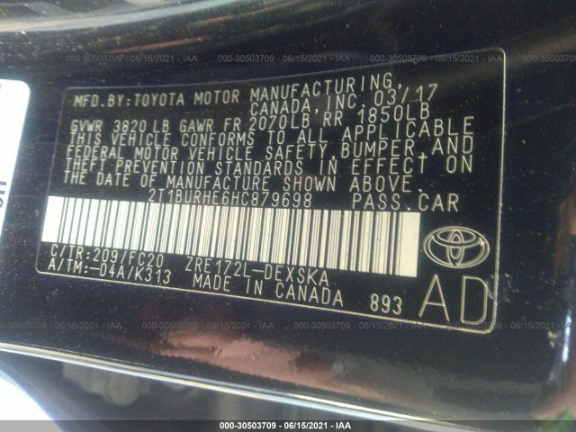 Photo 8 VIN: 2T1BURHE6HC879698 - TOYOTA COROLLA 