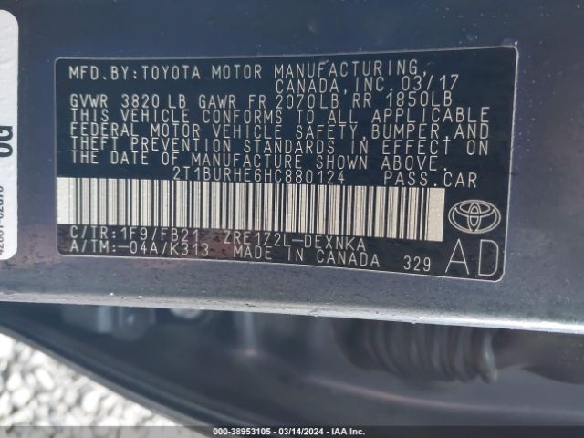 Photo 8 VIN: 2T1BURHE6HC880124 - TOYOTA COROLLA 