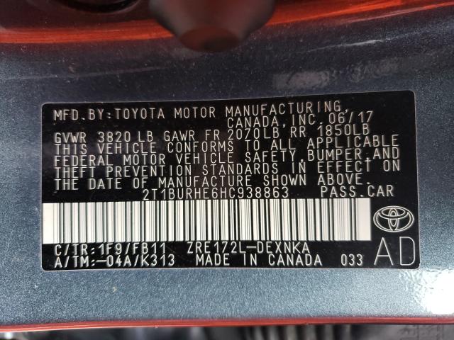 Photo 9 VIN: 2T1BURHE6HC938863 - TOYOTA COROLLA L 