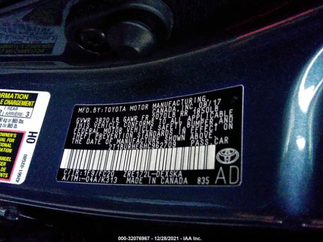 Photo 8 VIN: 2T1BURHE6HC962709 - TOYOTA COROLLA 