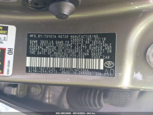 Photo 8 VIN: 2T1BURHE6JC051558 - TOYOTA COROLLA 