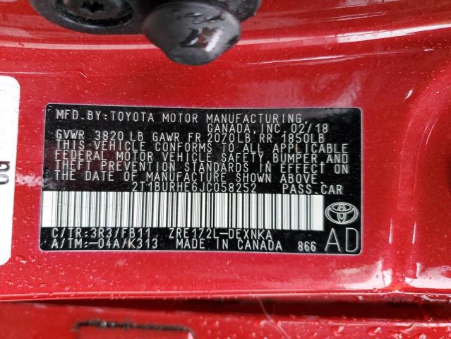 Photo 11 VIN: 2T1BURHE6JC058252 - TOYOTA COROLLA L 