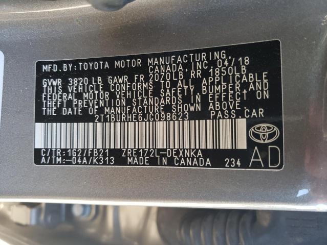 Photo 11 VIN: 2T1BURHE6JC098623 - TOYOTA COROLLA L 