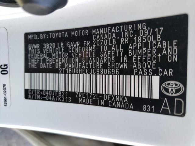 Photo 9 VIN: 2T1BURHE6JC980696 - TOYOTA COROLLA L 