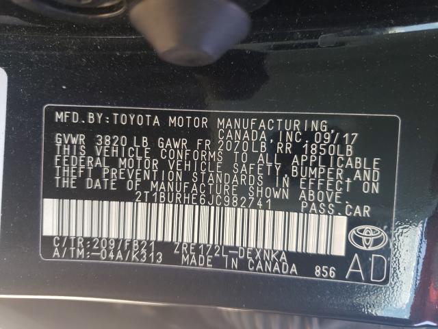 Photo 9 VIN: 2T1BURHE6JC982741 - TOYOTA COROLLA L 