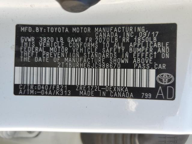 Photo 11 VIN: 2T1BURHE6JC988670 - TOYOTA COROLLA L 