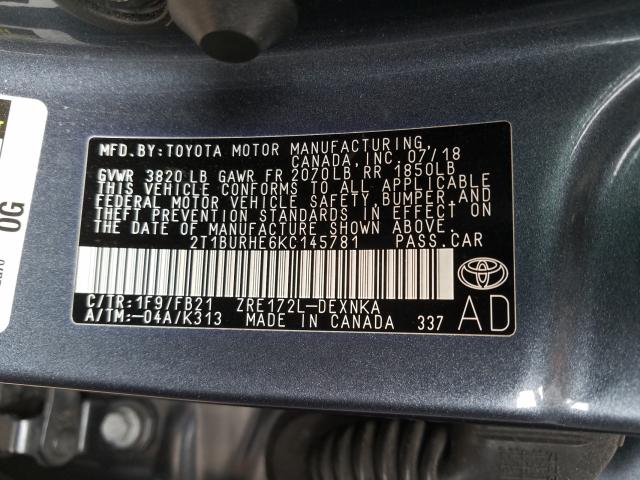 Photo 9 VIN: 2T1BURHE6KC145781 - TOYOTA COROLLA L 