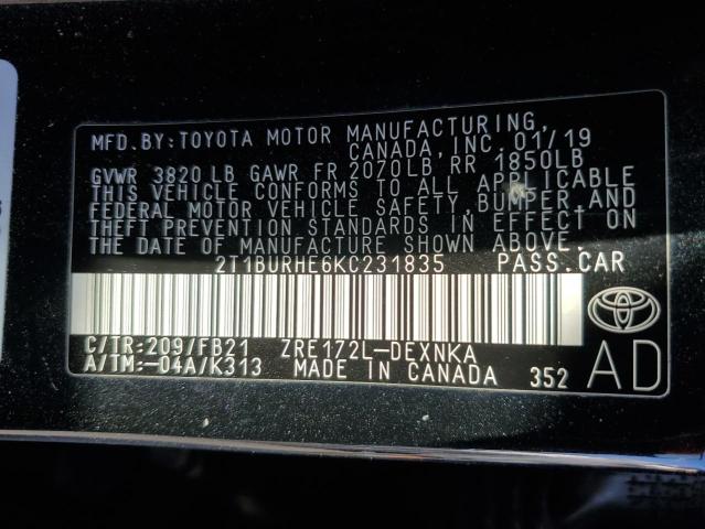 Photo 11 VIN: 2T1BURHE6KC231835 - TOYOTA COROLLA L 