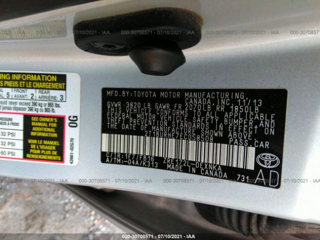 Photo 8 VIN: 2T1BURHE7EC058508 - TOYOTA COROLLA 