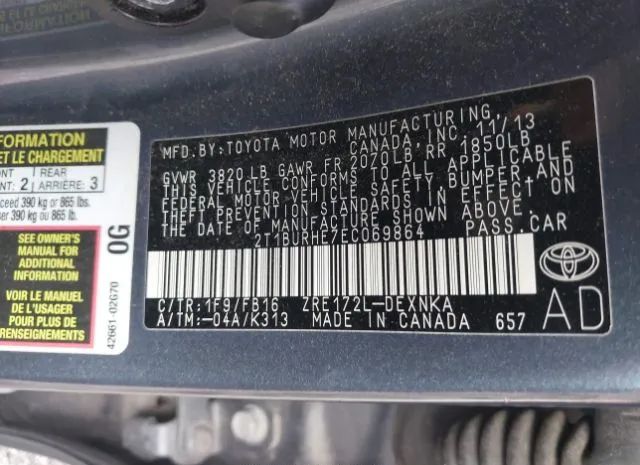 Photo 8 VIN: 2T1BURHE7EC069864 - TOYOTA COROLLA 