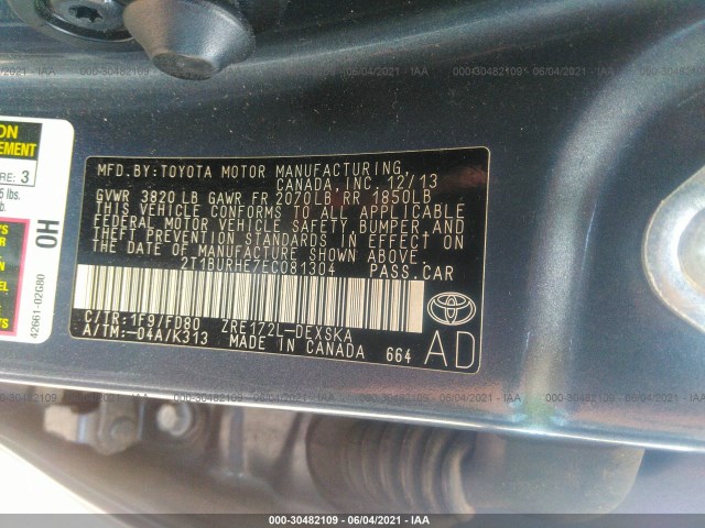 Photo 8 VIN: 2T1BURHE7EC081304 - TOYOTA COROLLA 