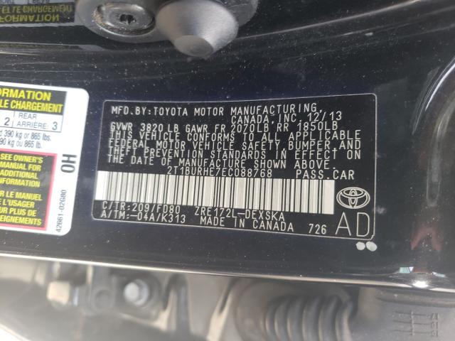 Photo 9 VIN: 2T1BURHE7EC088768 - TOYOTA COROLLA L 