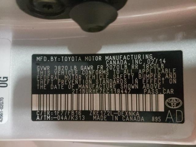 Photo 11 VIN: 2T1BURHE7EC118447 - TOYOTA COROLLA L 