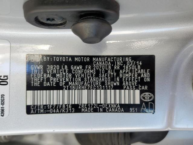 Photo 11 VIN: 2T1BURHE7EC131117 - TOYOTA COROLLA L 