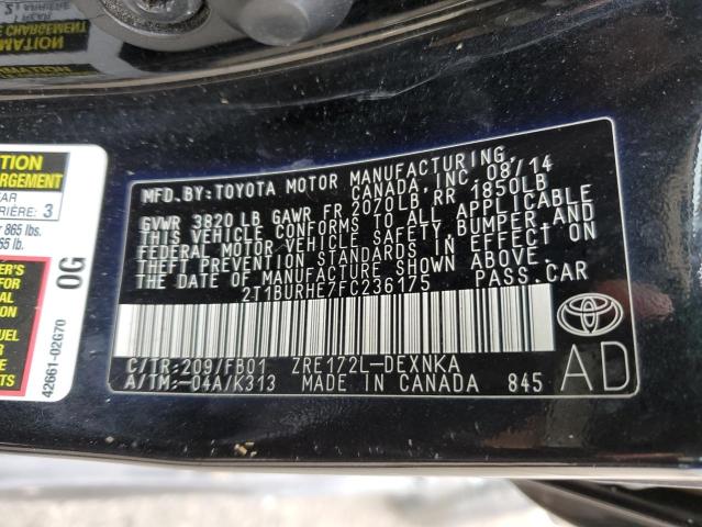 Photo 11 VIN: 2T1BURHE7FC236175 - TOYOTA COROLLA L 