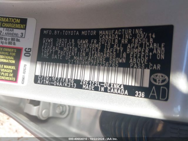 Photo 8 VIN: 2T1BURHE7FC256765 - TOYOTA COROLLA 