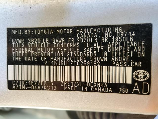 Photo 11 VIN: 2T1BURHE7FC269192 - TOYOTA COROLLA L 