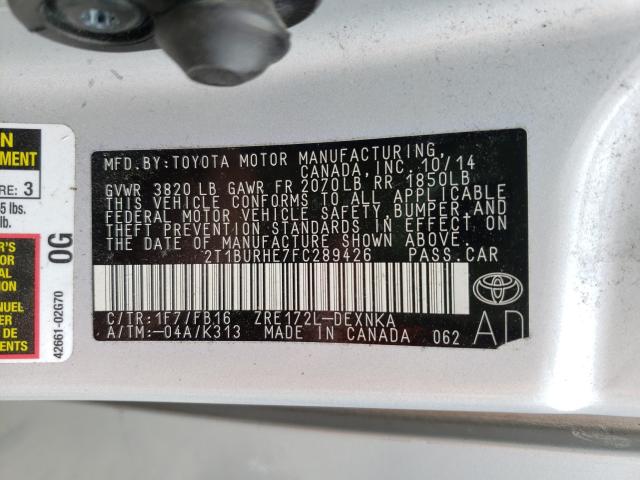 Photo 9 VIN: 2T1BURHE7FC289426 - TOYOTA COROLLA L 