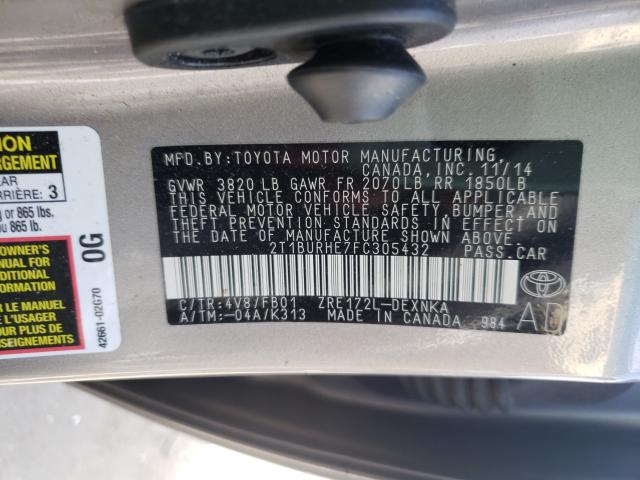 Photo 9 VIN: 2T1BURHE7FC305432 - TOYOTA COROLLA L 