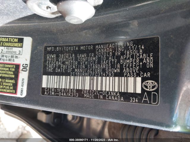 Photo 8 VIN: 2T1BURHE7FC314793 - TOYOTA COROLLA 