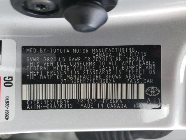 Photo 11 VIN: 2T1BURHE7FC336874 - TOYOTA COROLLA L 