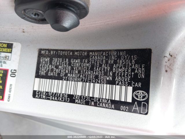 Photo 8 VIN: 2T1BURHE7FC342450 - TOYOTA COROLLA 