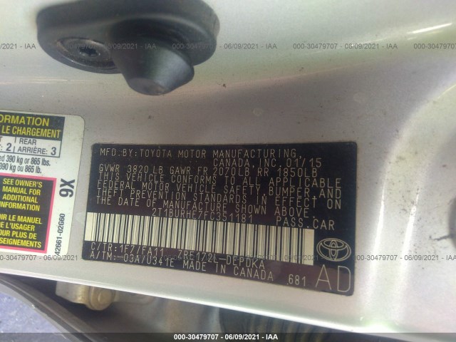 Photo 8 VIN: 2T1BURHE7FC351181 - TOYOTA COROLLA 