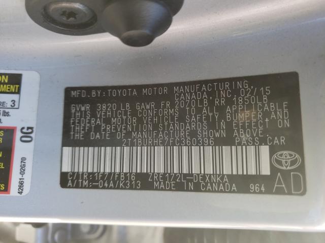 Photo 9 VIN: 2T1BURHE7FC360396 - TOYOTA COROLLA L 