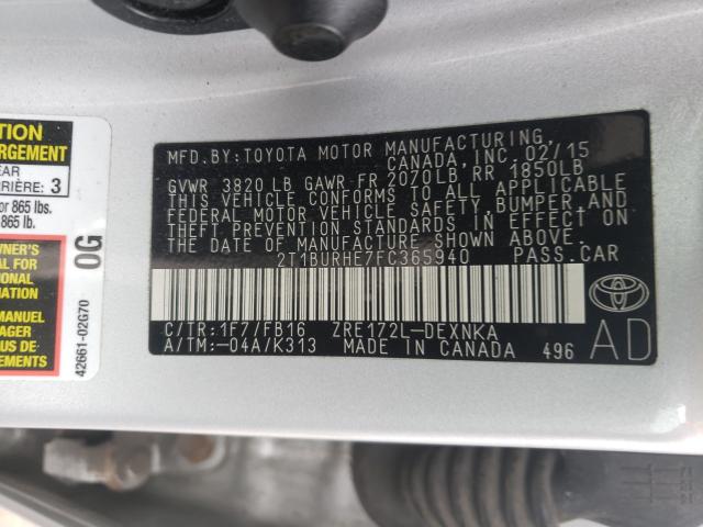 Photo 9 VIN: 2T1BURHE7FC365940 - TOYOTA COROLLA L 