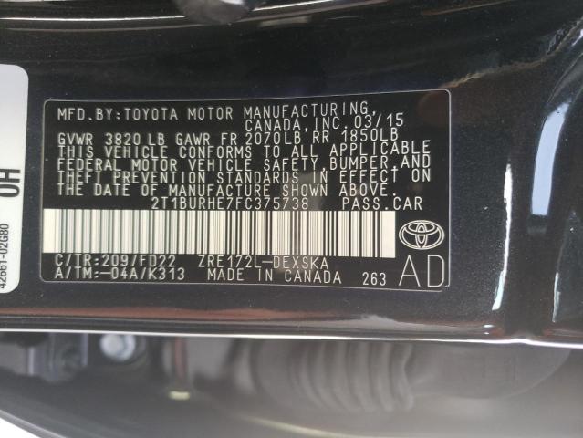 Photo 9 VIN: 2T1BURHE7FC375738 - TOYOTA COROLLA L 