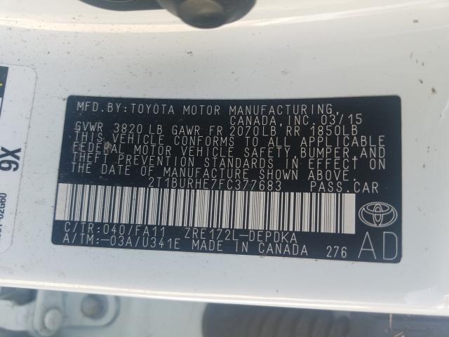 Photo 9 VIN: 2T1BURHE7FC377683 - TOYOTA COROLLA L 