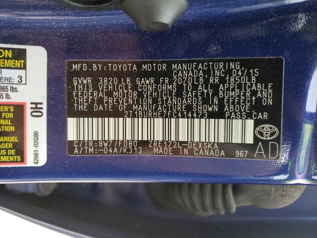 Photo 9 VIN: 2T1BURHE7FC414473 - TOYOTA COROLLA L 