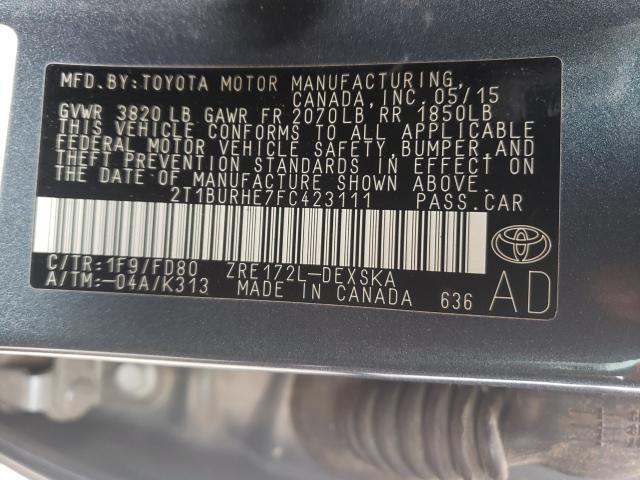 Photo 9 VIN: 2T1BURHE7FC423111 - TOYOTA COROLLA L 