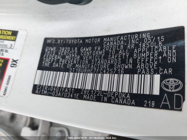 Photo 8 VIN: 2T1BURHE7FC425716 - TOYOTA COROLLA 