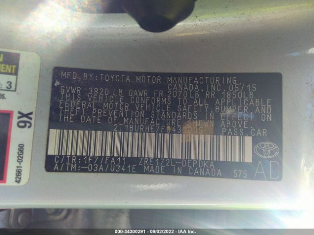 Photo 8 VIN: 2T1BURHE7FC432035 - TOYOTA COROLLA 