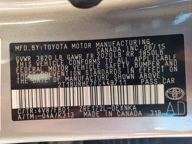 Photo 9 VIN: 2T1BURHE7FC449711 - TOYOTA COROLLA L 