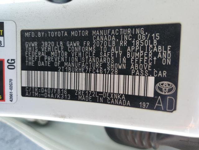 Photo 11 VIN: 2T1BURHE7FC461728 - TOYOTA COROLLA L 