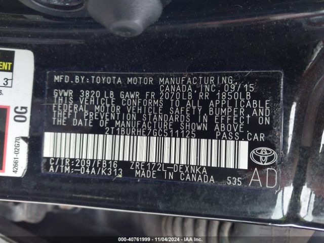 Photo 8 VIN: 2T1BURHE7GC511125 - TOYOTA COROLLA 