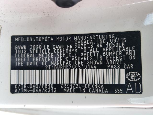 Photo 11 VIN: 2T1BURHE7GC519144 - TOYOTA COROLLA 