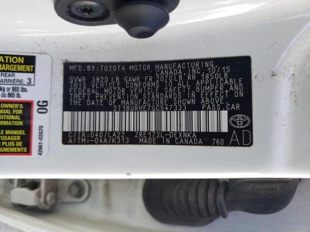 Photo 9 VIN: 2T1BURHE7GC547333 - TOYOTA COROLLA L 