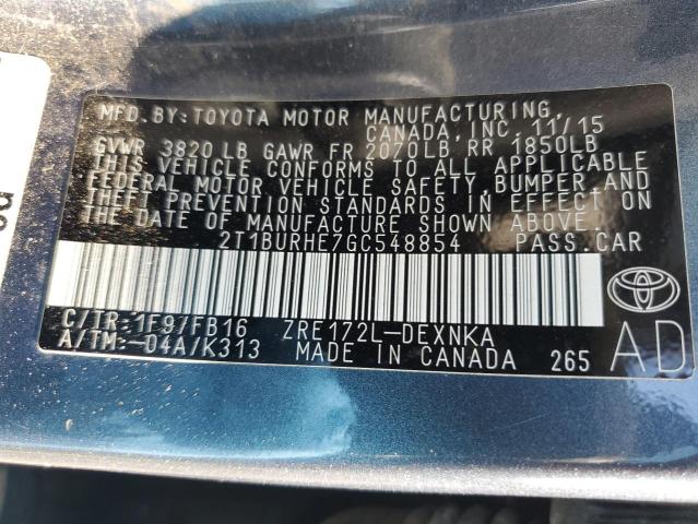 Photo 11 VIN: 2T1BURHE7GC548854 - TOYOTA COROLLA 