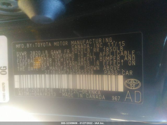 Photo 8 VIN: 2T1BURHE7GC565539 - TOYOTA COROLLA 