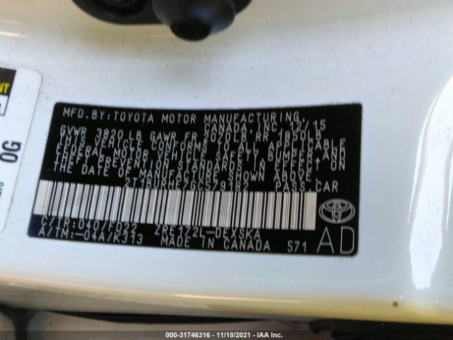 Photo 8 VIN: 2T1BURHE7GC579182 - TOYOTA COROLLA 