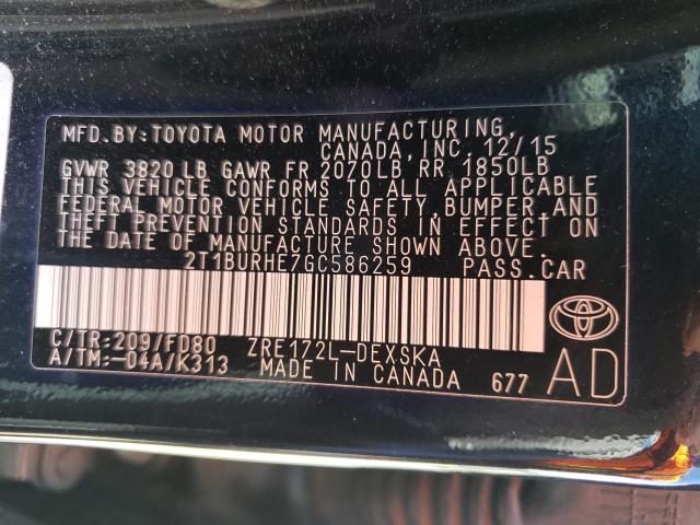 Photo 9 VIN: 2T1BURHE7GC586259 - TOYOTA COROLLA L 