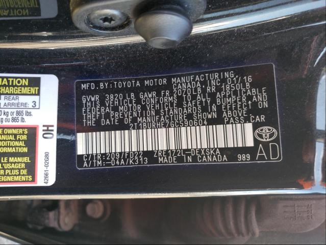 Photo 9 VIN: 2T1BURHE7GC590604 - TOYOTA COROLLA L 