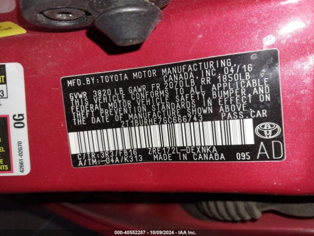 Photo 8 VIN: 2T1BURHE7GC666743 - TOYOTA COROLLA 