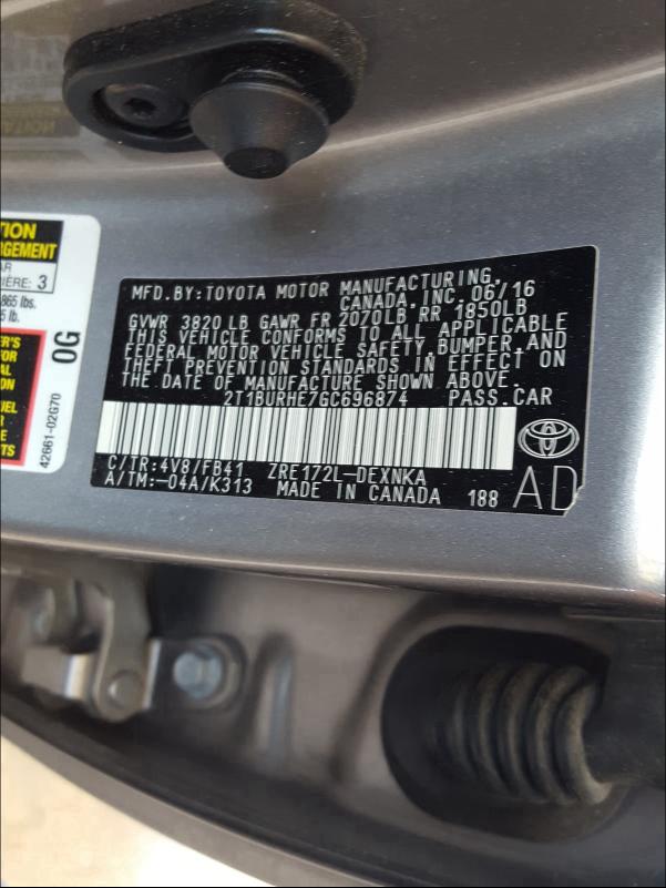 Photo 9 VIN: 2T1BURHE7GC696874 - TOYOTA COROLLA L 