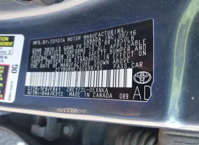 Photo 8 VIN: 2T1BURHE7GC698785 - TOYOTA COROLLA 