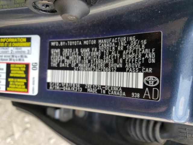 Photo 9 VIN: 2T1BURHE7GC706612 - TOYOTA COROLLA L 